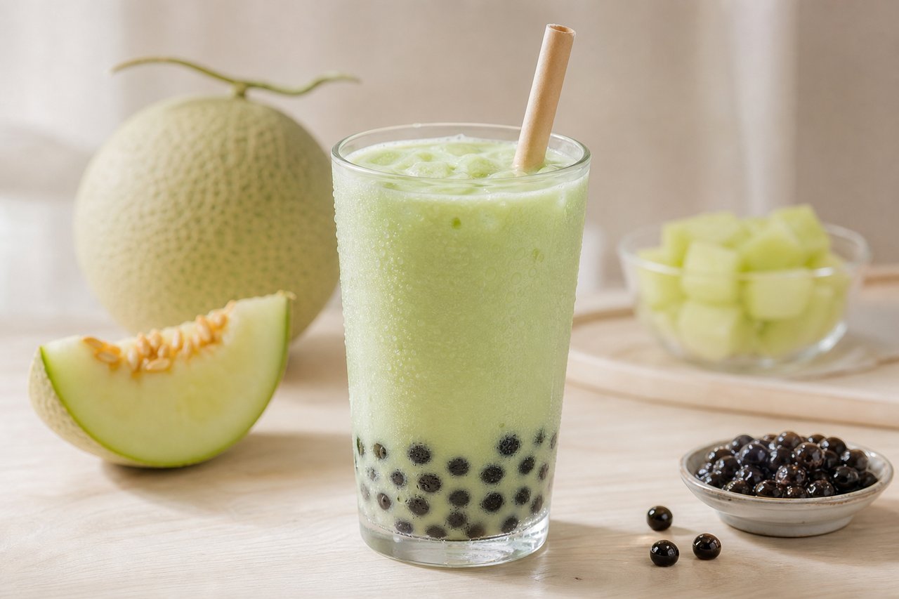 Honeydew Milk Tea with Pearls